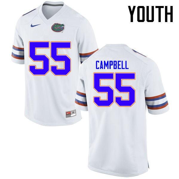 Florida Gators Youth #55 Kyree Campbell College Football Jerseys White